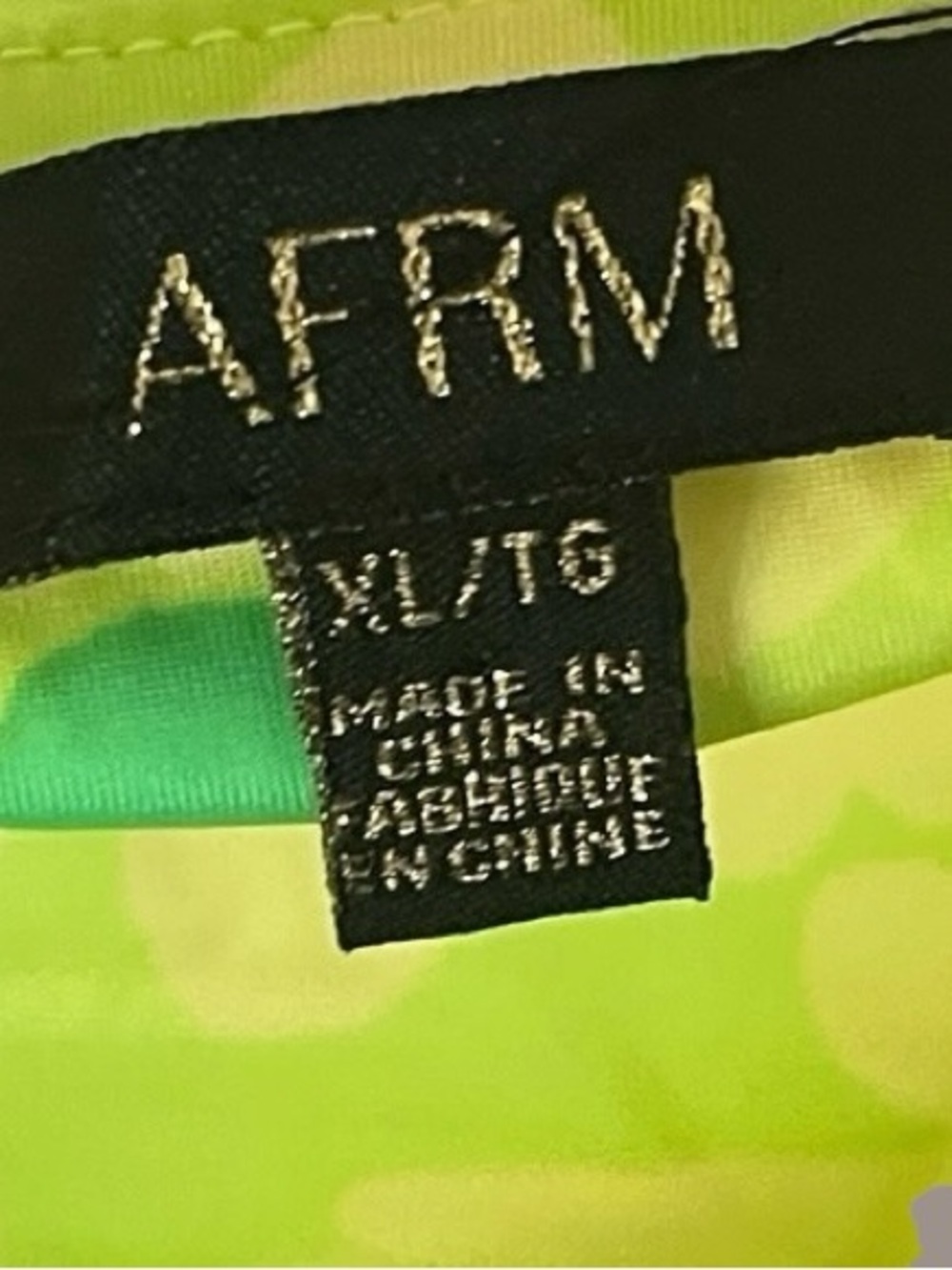 AFRM Lime Green Printed Cowl Neck Camisole with Ruched Side - Picture 3 of 5